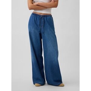 GAP Easy Baggy Medium Indigo Frost Pull On Wide Leg Jeans M 863856-00-1